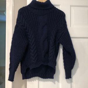 Navy turtleneck knit sweater